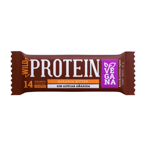 WILD FOODS barra proteina VEGAN NARANJA BITTER45 grs